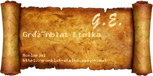 Grünblat Etelka névjegykártya